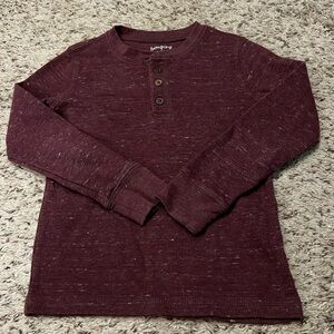 3/$10 Boys Jumping Beans Thermal Henley Tee Long Sleeve Shirt Size 5 Burgundy